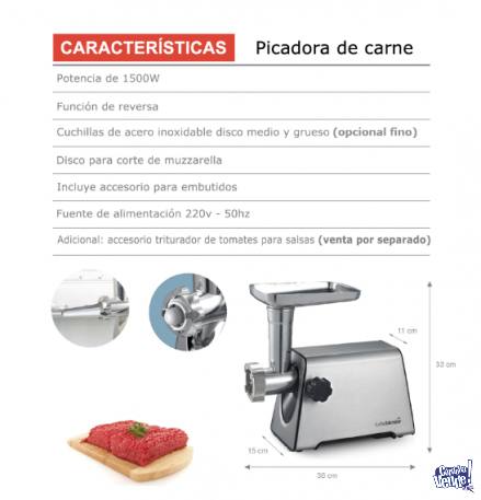 Picadora De Carne 3 Discos + Embutidora - Acero Inox. Turbo