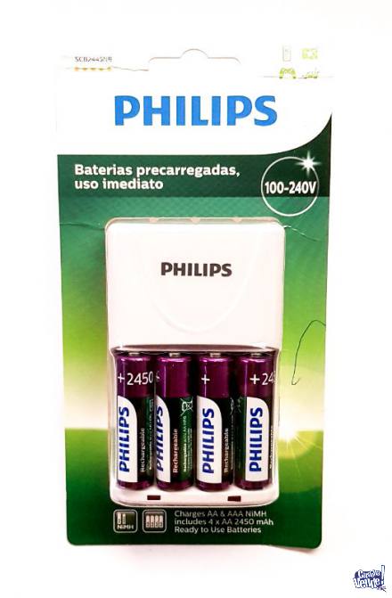 Cargador Philips Con 4 Pilas Aa De 2450 Mah