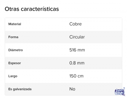Caño de cobre 5/16  rollo x 15 mts.