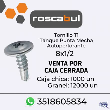 Tornillo T1 Tanque Punta Mecha Autoperforante 8x1/2 en Argentina Vende