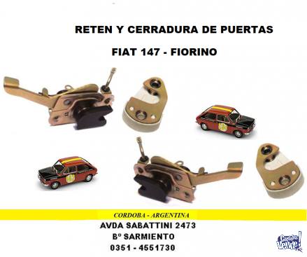 CERRADURA Y DIENTE RETEN DE PUERTA FIAT 147 - FIORINO