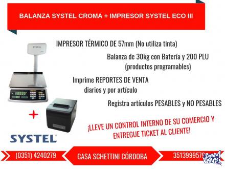 Balanza Systel Croma 30kg + Impresor ticket ECO Garanía Ser