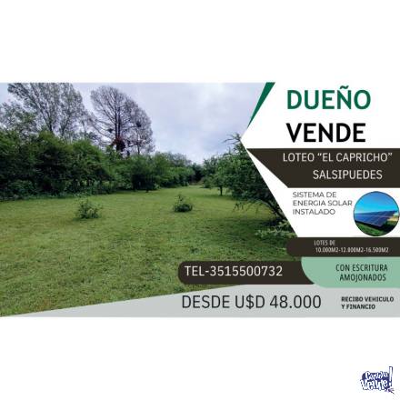 Vendo Terrenos Salsipuedes Cordoba