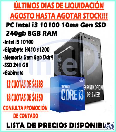 NUEVA PC INTEL i3 10100 10ma Gen SSD 240gb 8GB RAM!!!