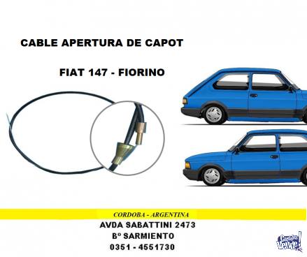 CABLE CAPOT FIAT 147 - FIORINO
