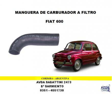 MANGUERA CARBURADOR A FILTRO DE AIRE FIAT 600