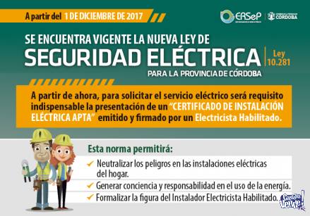 Certificado electrico Epec Ersep 3516163950 en Argentina Vende
