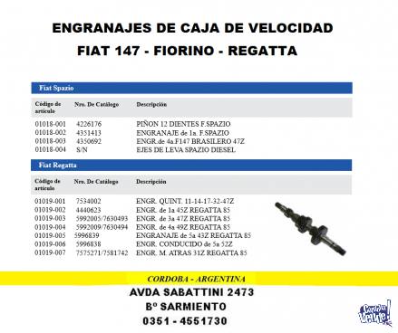 ENGRANAJES CAJA DE VELOCIDAD FIAT 147 - FIORINO