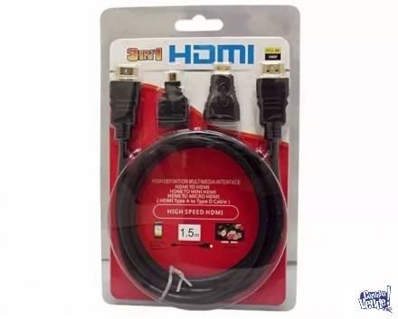 Cable Hdmi A Hdmi Mini + Hdmi + Micro Hdmi 3 En 1 - 1080p