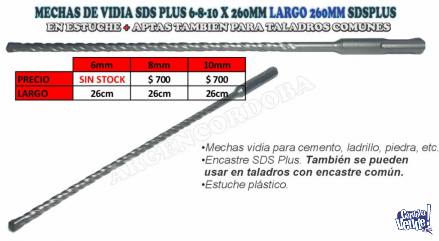 MECHAS DE VIDIA SDS PLUS 6-8-10 X 260MM LARGO 260MM SDSPLUS