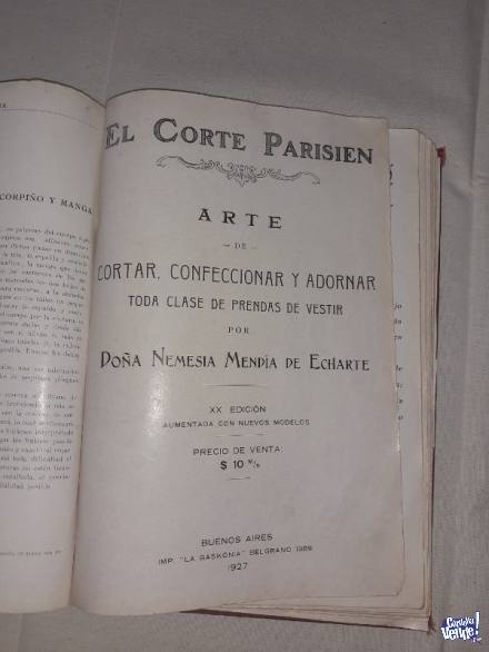 Libro Método De Corte Parisien Sistema Mendia 1927