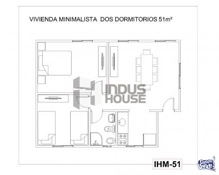Vivienda Dos Dor Pre Fabricada Ihm-73 Estilo Minimalista