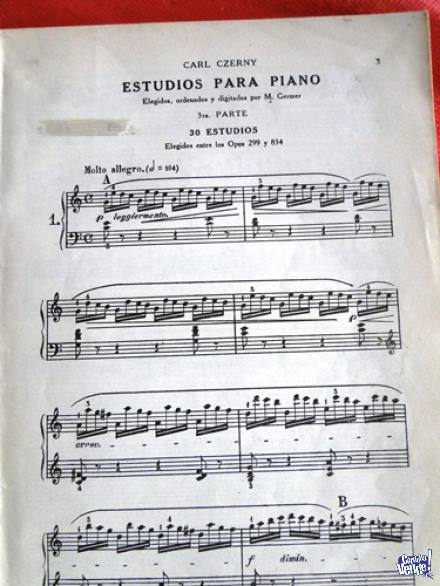 CZERNY ESTUDIOS PARA PIANO LIBRO 2°OP.299-834 en LA CUMBRE