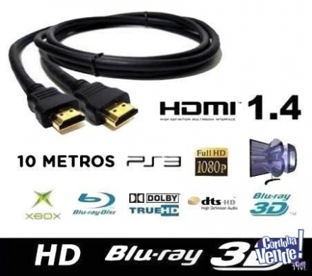 Cable Hdmi 1.4v 10 Metros Full Hd 1080p Pc Led Lcd 3D Centro