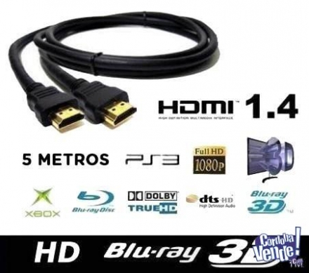 Cable Hdmi 1.4v 5 Metros Full Hd 1080p 3d Led Lcd Centro!
