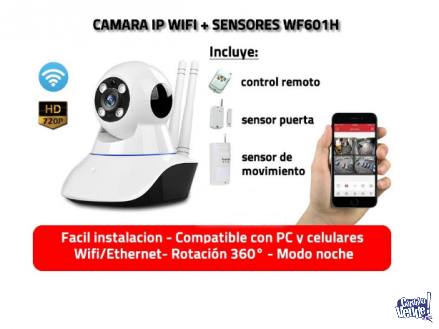 CAMARA IP WIFI DOMO INALAMBRICA HD720 + SENSORES ALARMA