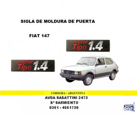 SIGLA DE MOLDURA FIAT 147 MOTOR TIPO