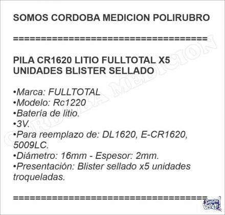 PILA CR1620 LITIO FULLTOTAL X5 UNIDADES BLISTER SELLADO