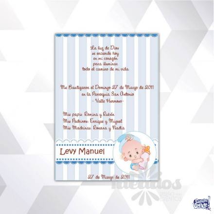 Invitaciones/ Recuerdos Bautismos Nene (Pack por 35)