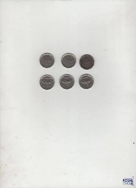 6 MONEDAS ARGENTINAS DE  $ 10 DE 1963/1965    $ 190