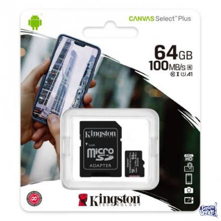 Memoria Kingston 64GB Clase 10  100MB/s MicroSD + Adap SD