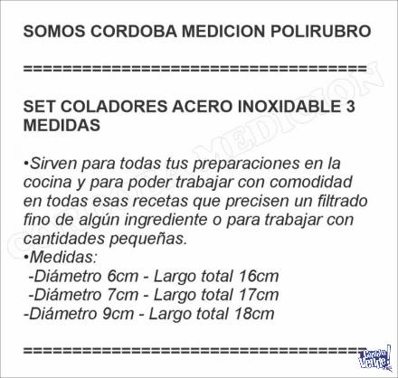 SET COLADORES ACERO INOXIDABLE 3 MEDIDAS