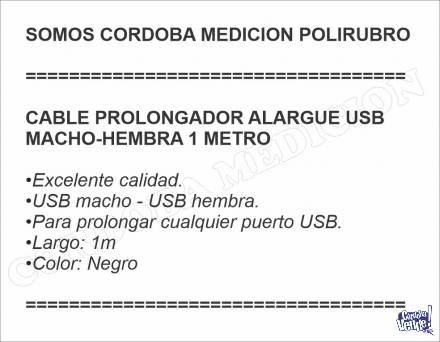 CABLE PROLONGADOR ALARGUE USB MACHO-HEMBRA 1 METRO