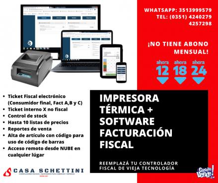 SOFTWARE FACTURACIÓN FISCAL ELECTRÓNICA + IMPRESOR TICKET en Argentina Vende