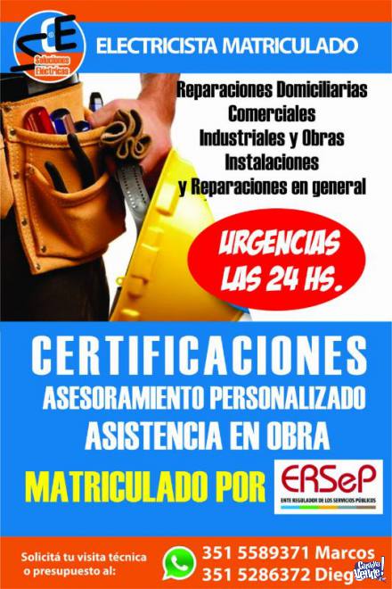 Electricista Matriculado, Urgencias Las 24 Hs.