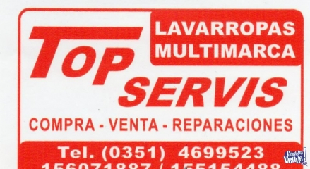 Dedicacion exclusiva  lavarropas TOP SERVIS !! Reparacion y en Argentina Vende