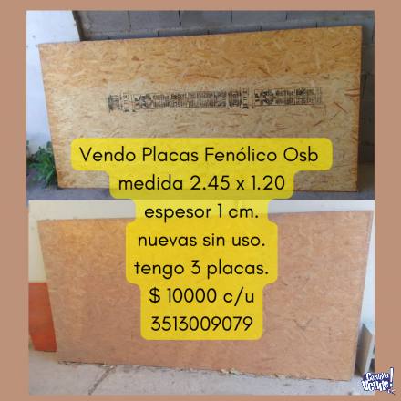 3 PLACAS DE FENÓLICO OSB -  2.45 X 1.20 - espesor 1 cm