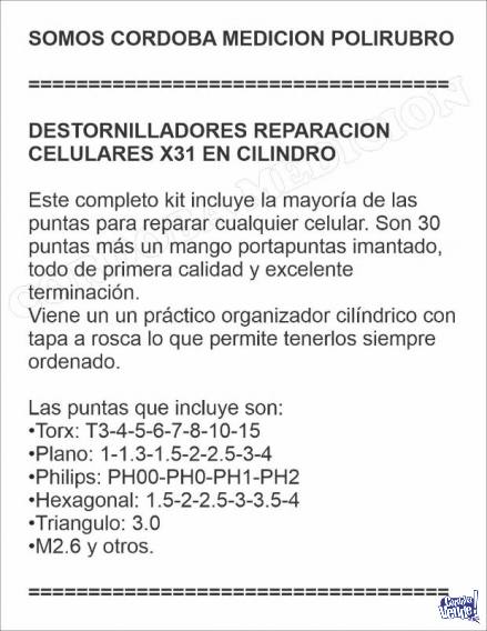 DESTORNILLADORES REPARACION CELULARES X31 EN CILINDRO