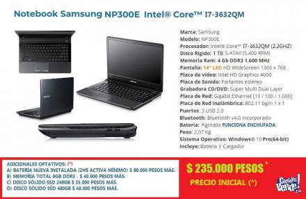 NOTEBOOK INTEL CORE I7 MARCA SAMSUNG LINEA NP300 - OFERTA!