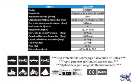 Cargador y Arrancador de Batería Duca 600 - 12 / 24 V