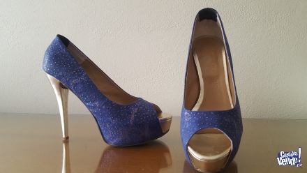 Zapatos fiesta azules y dorado Nro38