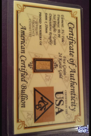 Lingote de oro puro 5 GR de ACB certificado 