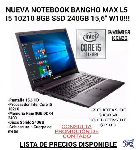 Nueva Notebook Bangho Max L5 i5-10210 8GB SSD 240GB 15,6″W