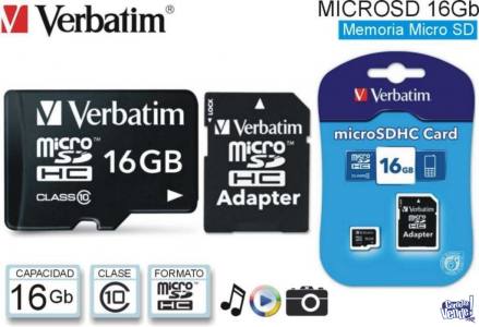 Memoria Verbatim Original 16gb Clase 10 Micro Sd + Adapt Sd