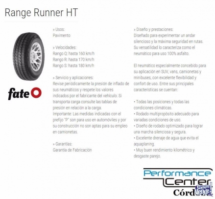 Neumático Fate 265/70 R16 Range Runner H/t
