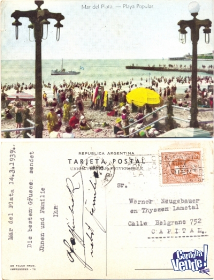 Tarjetas Postales postal Antigua antiguas MAr del Plata