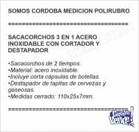 SACACORCHOS 3 EN 1 ACERO INOXIDABLE CON CORTADOR Y DESTAPADO