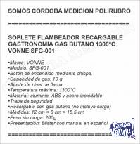SOPLETE FLAMBEADOR RECARGABLE GASTRONOMIA GAS BUTANO 1300°C
