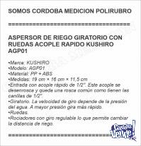 ASPERSOR DE RIEGO GIRATORIO CON RUEDAS ACOPLE RAPIDO KUSHIRO