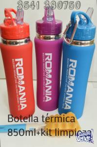 Botella termo deportiva ROMANIA XL 750+100 ML CON KIT LIMP.