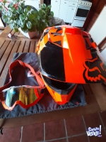 Vendo casco Fox V1 enduro cross usado y antiparras 100x100 naranja espejad