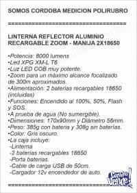 LINTERNA REFLECTOR ALUMINIO RECARGABLE ZOOM - MANIJA 2X18650