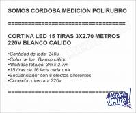 CORTINA LED 15 TIRAS 3X2.70 METROS 220V BLANCO CALIDO