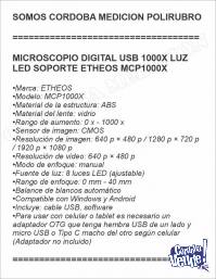 MICROSCOPIO DIGITAL USB 1000X LUZ LED SOPORTE ETHEOS MCP1000