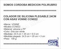 COLADOR DE SILICONA PLEGABLE 24CM CON ASAS VONNE CCN022