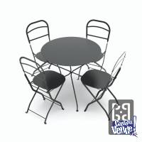 Juego de mesa redonda de 80cm, cuatro sillas plegables metal